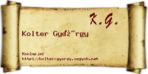 Kolter György névjegykártya